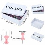 Cisart 150 PCS Colorful Bulletin Board Tacks with 2 Storage Boxes 4.84x3.62x1.5in, Multicolor Thumb Tacks with Metal Tin for Easy Organization, Durable and Reusable Push Pins for Office, Work, Home