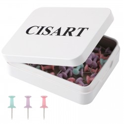 Cisart 150 Pack Colorful Bulletin Board Tacks with Small Storage Box 3.62x2.95x0.98in, Multicolor Thumb Tacks with a Metal Tin for Organization, Durable and Reusable Push Pins for Office, School, Home