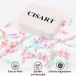Cisart 150 Pack Colorful Bulletin Board Tacks with Small Storage Box 3.62x2.95x0.98in, Multicolor Thumb Tacks with a Metal Tin for Organization, Durable and Reusable Push Pins for Office, School, Home