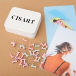 Cisart 150 Pack Colorful Bulletin Board Tacks with Small Storage Box 3.62x2.95x0.98in, Multicolor Thumb Tacks with a Metal Tin for Organization, Durable and Reusable Push Pins for Office, School, Home