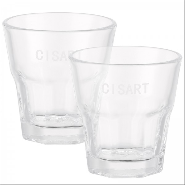 Cisart Pack of 2 Thick Glass Cup 3.4oz, 100ml Small Glass Container for Hot & Cold Drinks, Durable Drinking Glasses for Home, Office, Water, Juice, Beer, Ideal Gift for Friends, Family