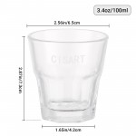 Cisart Pack of 2 Thick Glass Cup 3.4oz, 100ml Small Glass Container for Hot & Cold Drinks, Durable Drinking Glasses for Home, Office, Water, Juice, Beer, Ideal Gift for Friends, Family