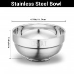Cisart 1 Pack Stainless Steel Bowl, Round Metal Bowls with Suitable Size for Kitchen and Daily Use, Unbreakable High-quality Container Suitable for Salad, Soup, Dishes Serving, Safe & Easy Clean