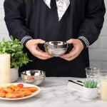 Cisart 2 Pack Stainless Steel Bowls, Round Metal Bowls with Suitable Size for Kitchen and Daily Use, Unbreakable High-quality Containers Suitable for Salad, Soup, Dishes Serving, Safe & Easy Clean