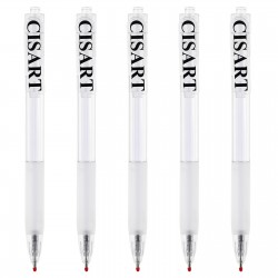 Cisart Pack of 5 Retractable Click Pens, Smooth Writing Pens with Quick Drying Black Ink, One-Handed Click White Retractable Pen with Comfortable Grip for Office, Work, Home & Daily Use