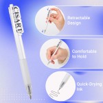 Cisart Pack of 5 Retractable Click Pens, Smooth Writing Pens with Quick Drying Black Ink, One-Handed Click White Retractable Pen with Comfortable Grip for Office, Work, Home & Daily Use