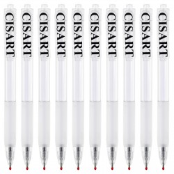 Cisart 10 Pack Retractable Click Pens, Office Pens for Smooth Writing, One-Handed Click White Retractable Pen with Quick-Drying Black Ink and Comfortable Grip for Office, Work & Home Supplies