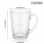 Cisart 1 Pack of 11.8oz Thick Glass Cup, 350ml Glass Container for Hot & Cold Drinks, Durable Drinking Glasses for Home, Office, Water, Juice, Beer, Ideal Gift for Friends, Family